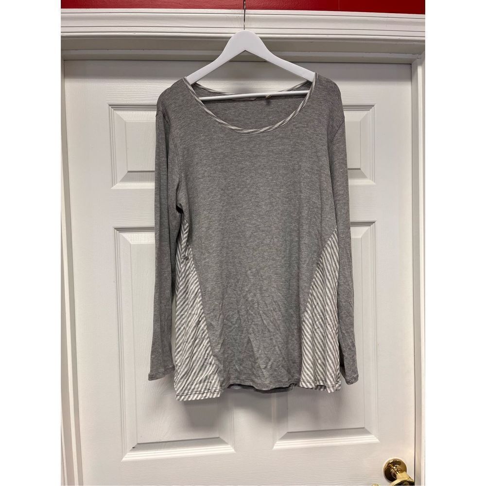 Soft surroundings Gray Side Stripe Tunic Top sz XL